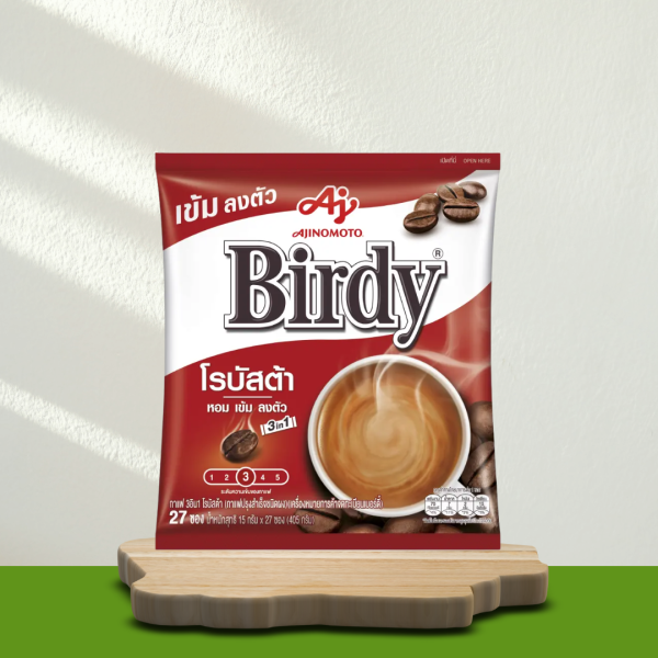 เบอร์ดี้ 3 อิน 1 กาแฟปรุงสำเร็จชนิดผงโรบัสต้า 15 กรัม แพค 27 ซอง